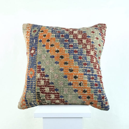 16x16 Ethnic Vintage Turkish Rug Pillow Cover Home Decorative Boho Cushion 2504