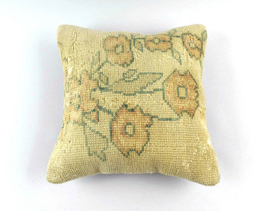 Ethnic Rug Pillow Cover 16x16 Decorative Vintage Tribal Oushak Pillow Case A3181