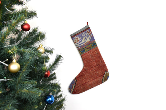 Kilim Christmas Stocking Vintage Rug Stocking Ethnic Decorative Xmas Socks S936