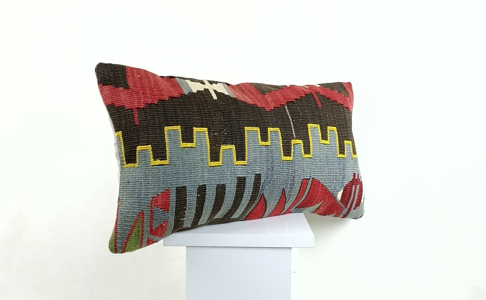 Kilim Lumbar Pillow Cover 10x20 Decorative Sofa Couch Handmade Cushion A1351