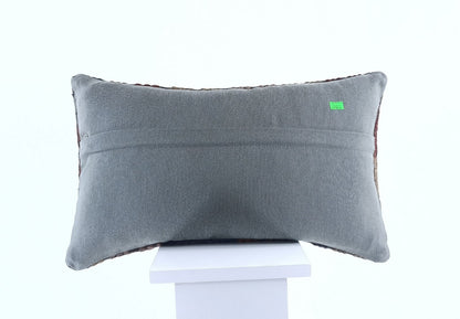 Kilim Pillow Cover 12x20 Handmade Turkish Rug Boho Ethnic Lumbar Cushion 1703