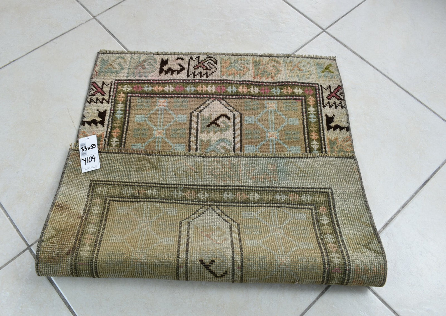 Turkish Runner 2.7x1.9 ft Mini Anatolian Rug Vintage Runner Turkish Runner Y104