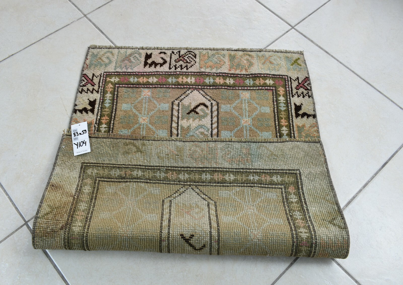 Turkish Runner 2.7x1.9 ft Mini Anatolian Rug Vintage Runner Turkish Runner Y104