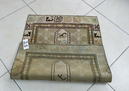 Turkish Runner 2.7x1.9 ft Mini Anatolian Rug Vintage Runner Turkish Runner Y104