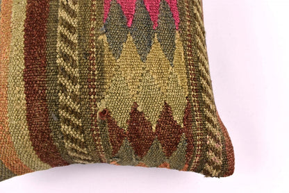 14"x14" Kilim Pillow Cover Handmade Turkish Tribal Ethnic Boho Rug Cushion 4565