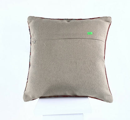 Turkish Handmade Kilim Pillow Cover 16x16 Home Decorative Wool Throw Lumbar A617