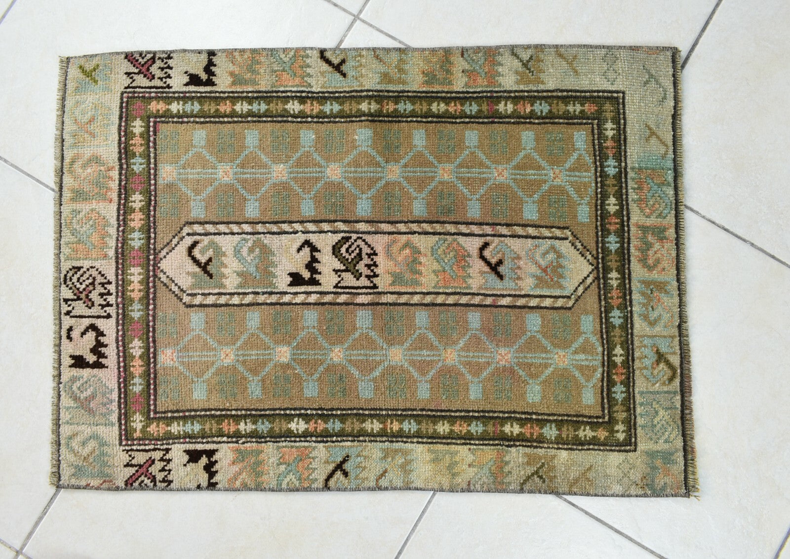 Turkish Runner 2.7x1.9 ft Mini Anatolian Rug Vintage Runner Turkish Runner Y104