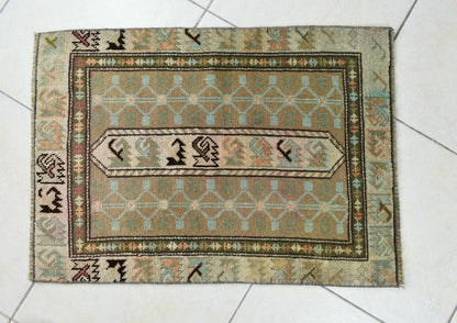Turkish Runner 2.7x1.9 ft Mini Anatolian Rug Vintage Runner Turkish Runner Y104