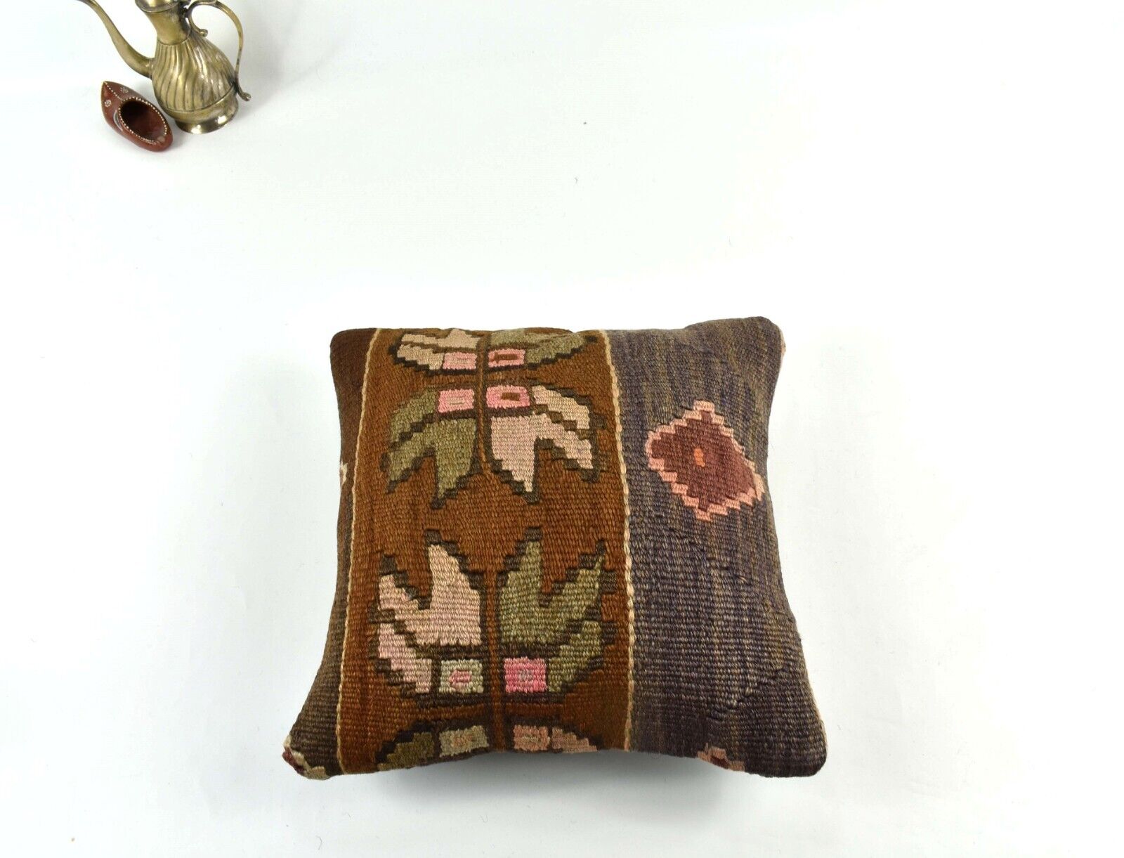 14"x14" Kilim Pillow Cover Handmade Turkish Tribal Ethnic Boho Rug Cushion 3476