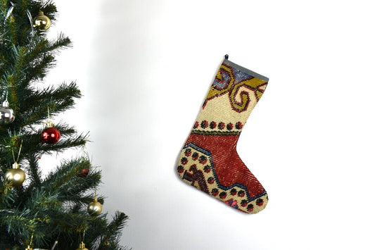 Kilim Christmas Stocking Vintage Rug Stocking Ethnic Decorative Xmas Socks S817