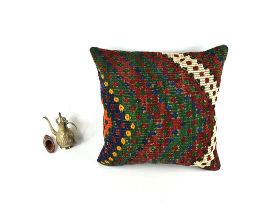 20x20 Kilim Pillow Cover Handmade Vintage Oushak Kilim Cushion Cover 3550