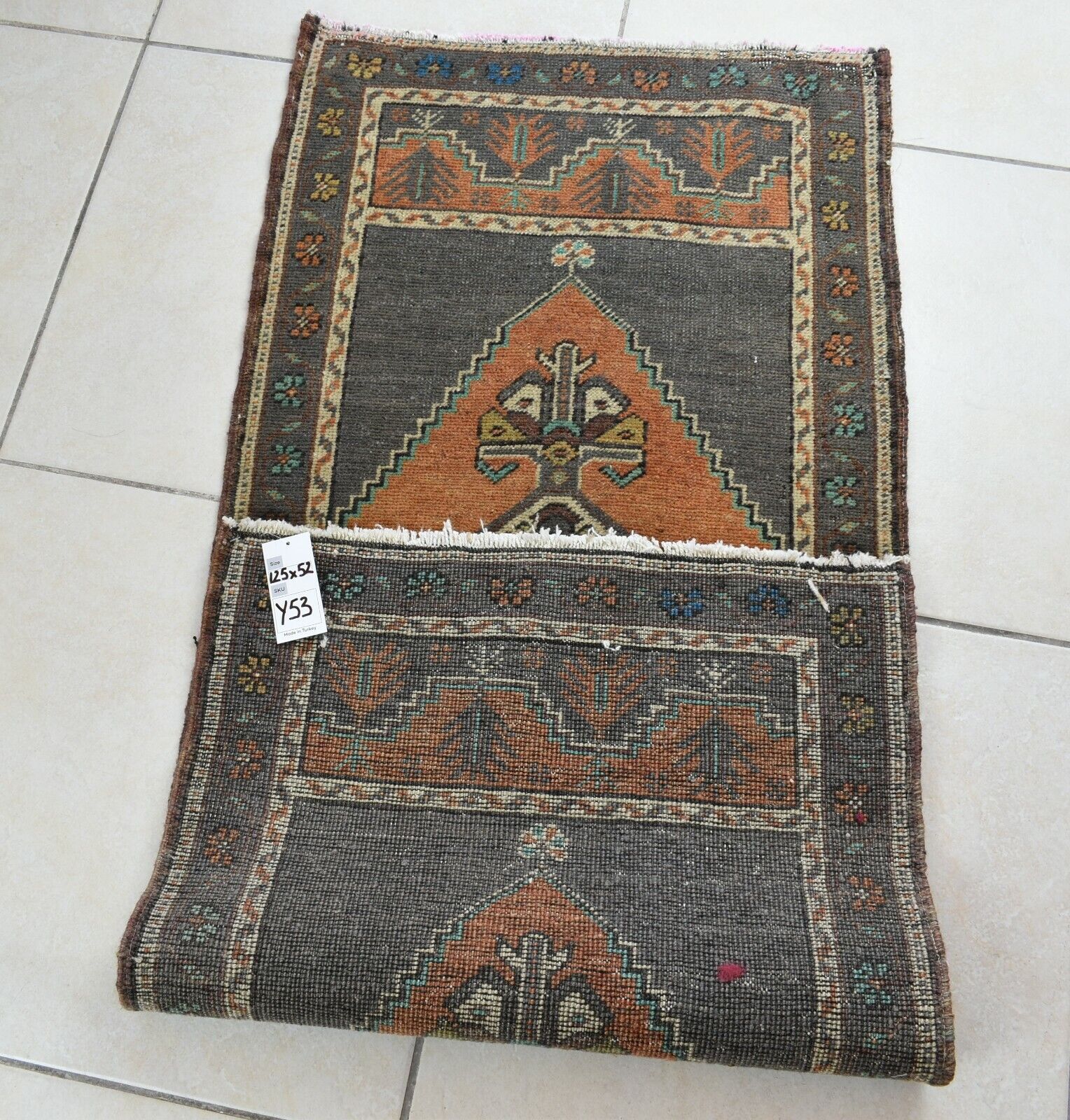 Oushak Runner 4.1x1.7 ft Vintage Turkish Rug Small Runner Anatolian Rug Y53