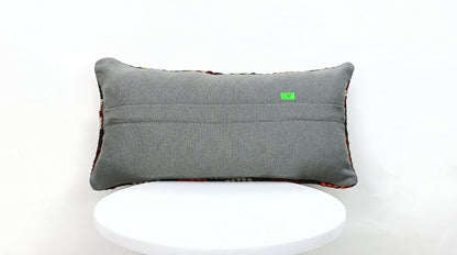 Turkish Kilim Pillow Cover 8"x16" Handknotted Vintage Tribal Lumbar Cushion E381
