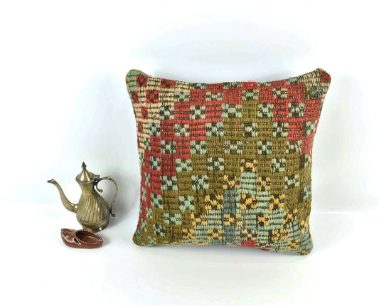 Kilim Pillow Cover 16x16 Home Decorative Vintage Handmade Cushion Cover A1953