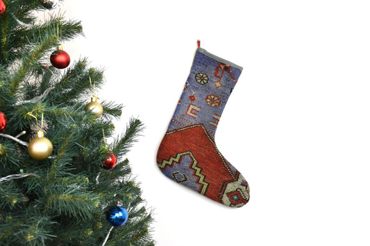 Kilim Christmas Stocking Vintage Rug Stocking Ethnic Decorative Xmas Socks S929