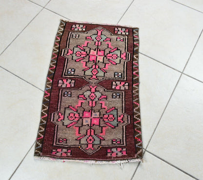 Turkish Runner 2.2x1.4 ft Mini Anatolian Rug Vintage Runner Turkish Runner Y112