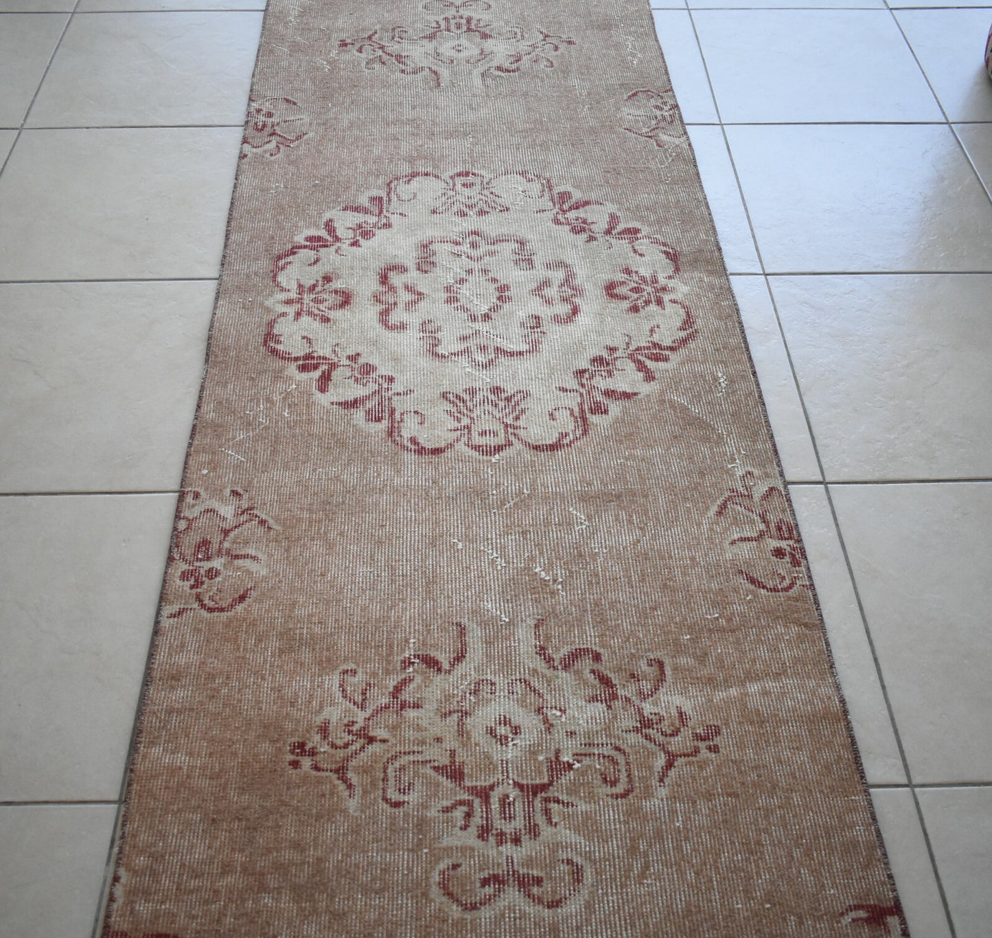 Oushak Runner 10x2.6 ft Handwoven Turkish Runner Vintage Runner Floor Rug R05