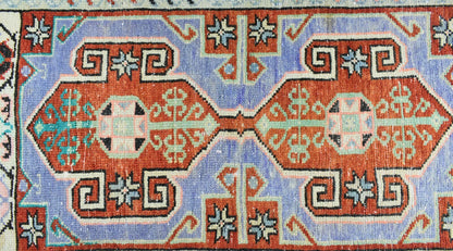 Turkish Runner 3.1x1.7 ft Vintage Small Rug Oushak Runner Anatolian Mini Rug Y69