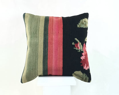 18"x18" Kilim Pillow Cover  Handmade Turkish Vintage Cushion Tribal Lumbar 2156