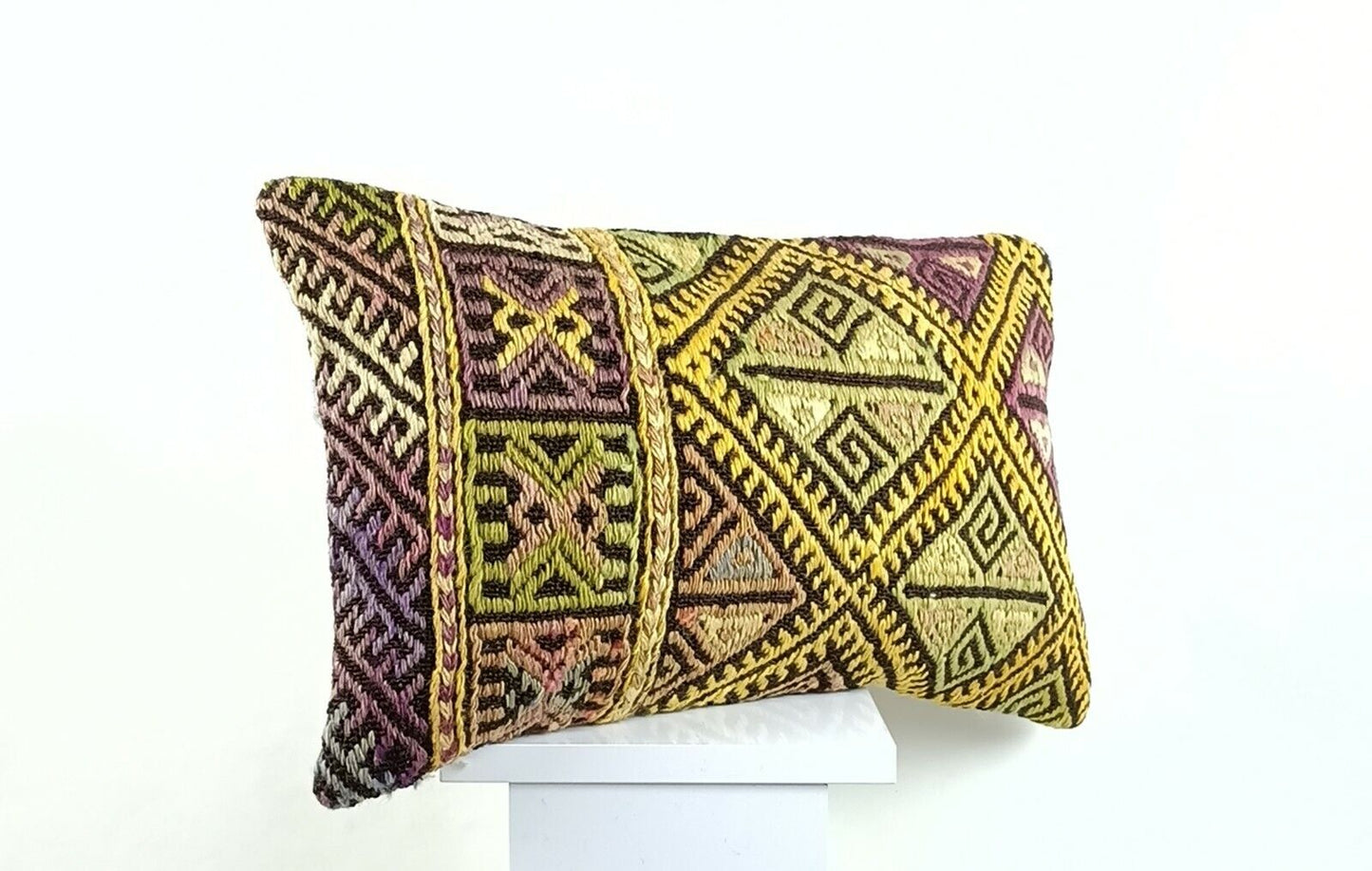 Kilim Pillow Cover 12x20 Turkish Handmade Sofa Couch Floor Lumbar Cushion A1249