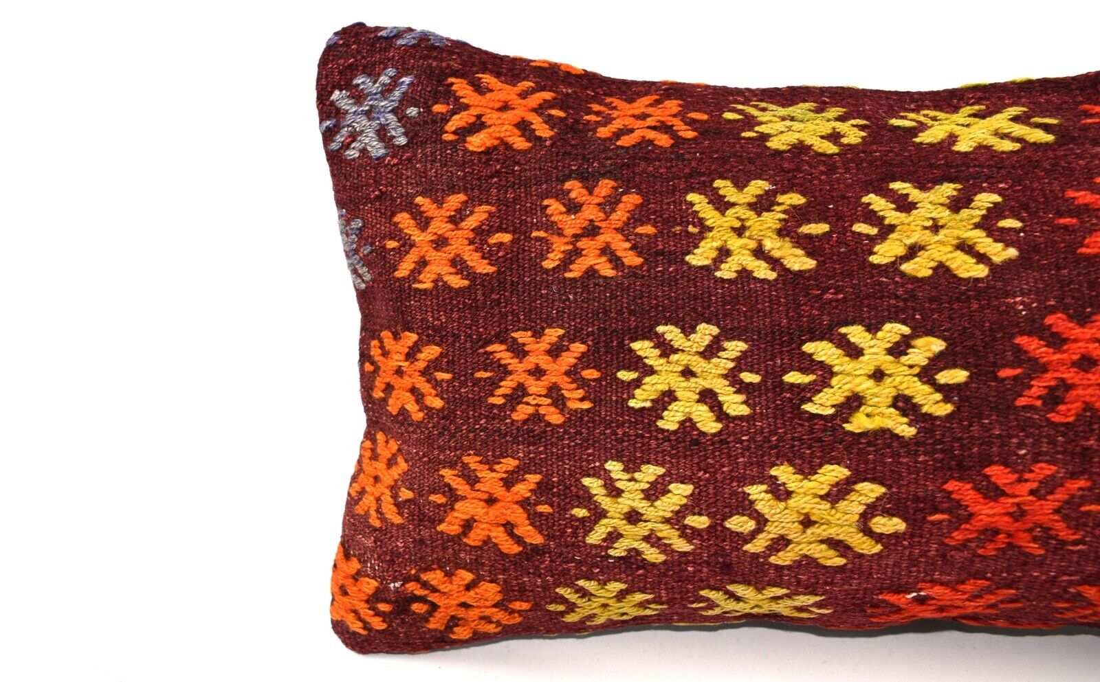 Kilim Pillow Cover 12x20 Handmade Turkish Rug Boho Ethnic Lumbar Cushion 4878