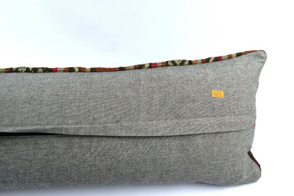 Kilim Pillow Cover 12x48 Vintage Handwoven Long Lumbar Pillow Cover  A3286