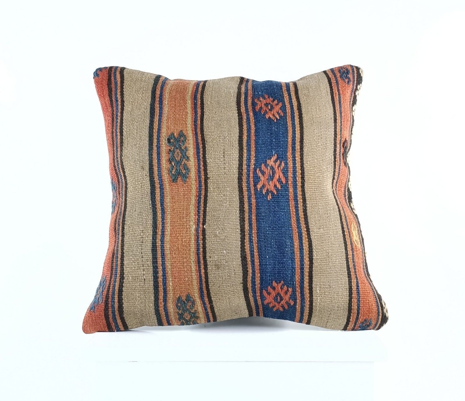 18"x18" Kilim Pillow Cover  Handmade Turkish Vintage Cushion Tribal Lumbar E1374