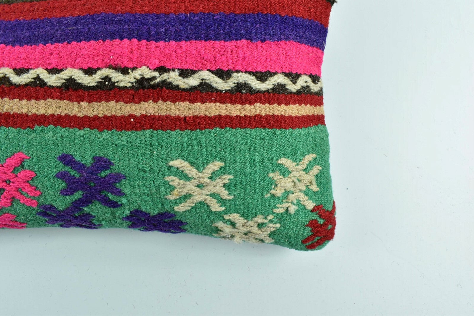 Kilim Lumbar Pillow Cover 10x20 Decorative Sofa Couch Handmade Cushion A1770