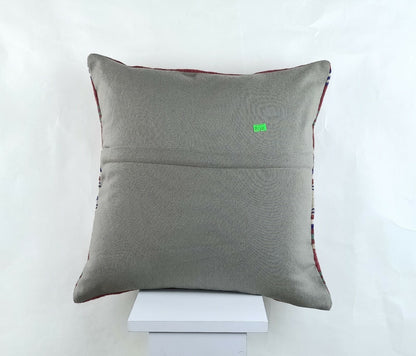 Kilim Pillow Cover 18x18 Handmade Turkish Ethnic Vintage Lumbar Cushion A1420