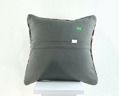 Kilim Pillow Cover 14x14 Home Decorative Ethnic Tribal Oushak Wool Cushion  A921