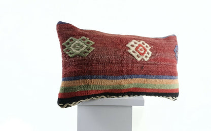 Oushak Pillow Cover 8x16 Handmade Turkish Oriental Kilim Decorative Lumbar E743