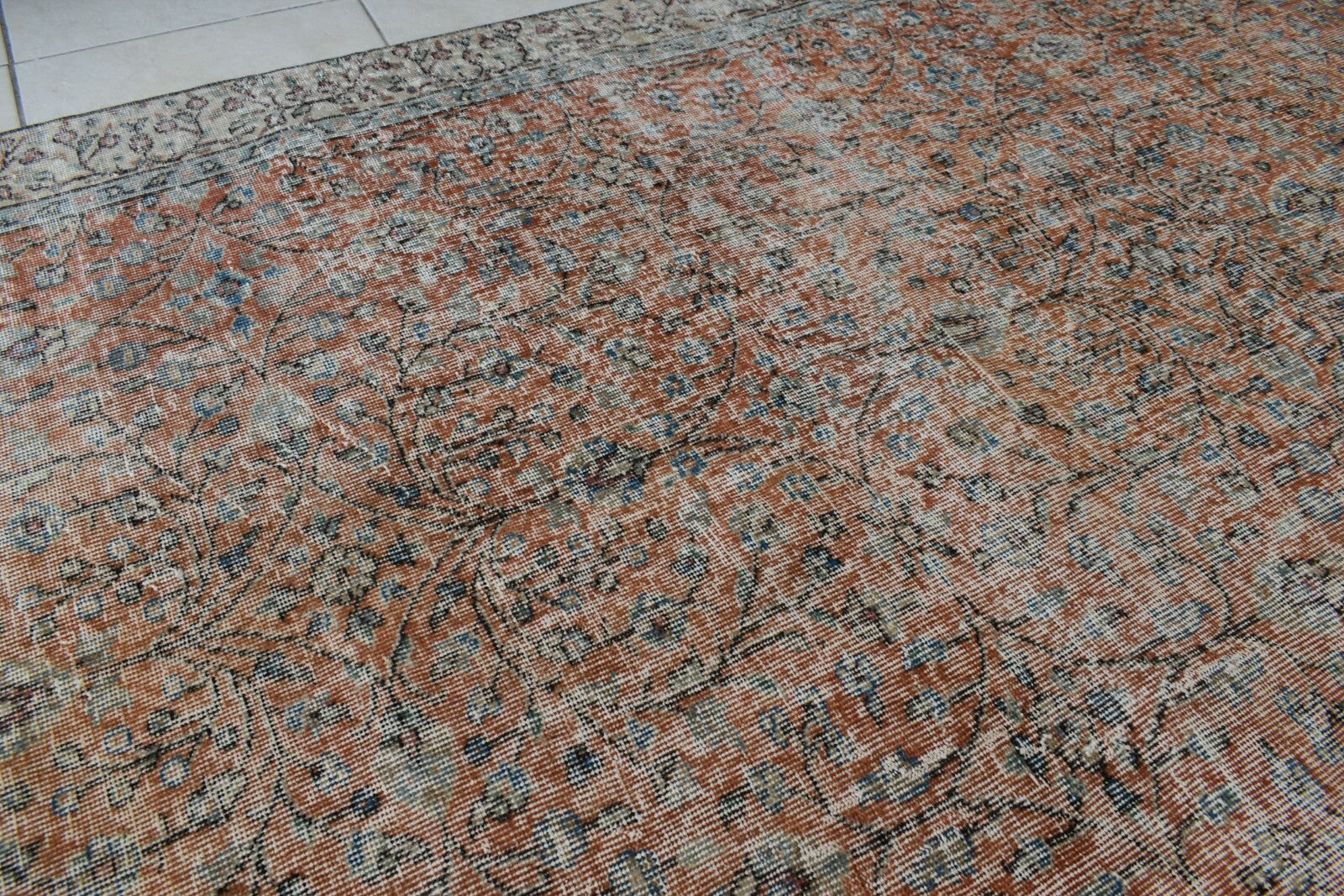 Large Turkish Rug 8.6x4.7 ft Vintage Rug Faded Oushak Rug Living Room Carpet B24