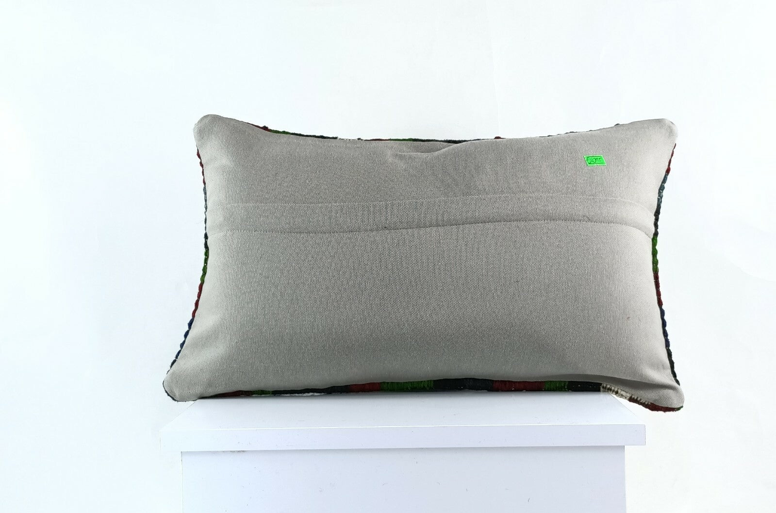 Kilim Pillow Cover 12x20 Handmade Turkish Rug Boho Ethnic Lumbar Cushion E1095