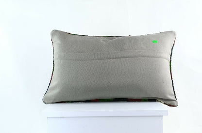 Kilim Pillow Cover 12x20 Handmade Turkish Rug Boho Ethnic Lumbar Cushion E1095