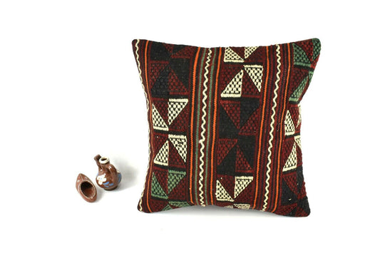 Kilim Pillow Cover 16x16 inch Handknotten Decorative Vintage Cushion Cover A2516