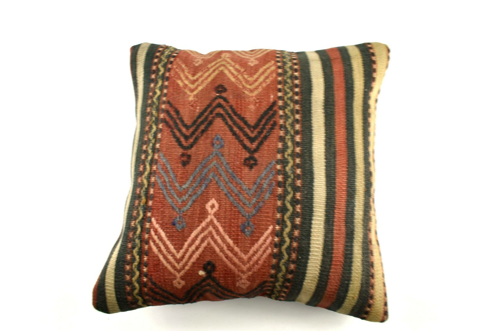 18x18 Kilim Pillow Cover Handknotten Vintage Pillow Oushak Kilim Pillow  A2843