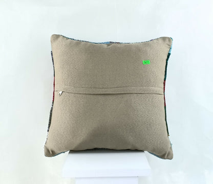 Kilim Pillow Cover 16x16 Handmade Turkish Home Decorative Wool Sofa Cushion A809