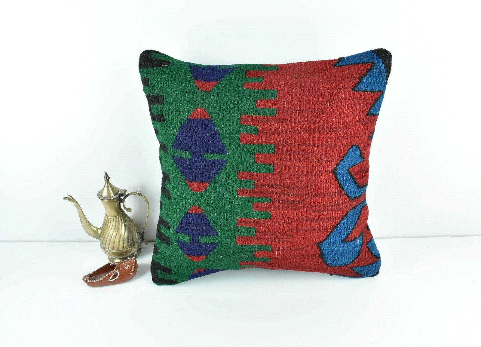 Kilim Pillow Cover 16x16 Oriental Traditional Handmade Bohemian Cushion A1624