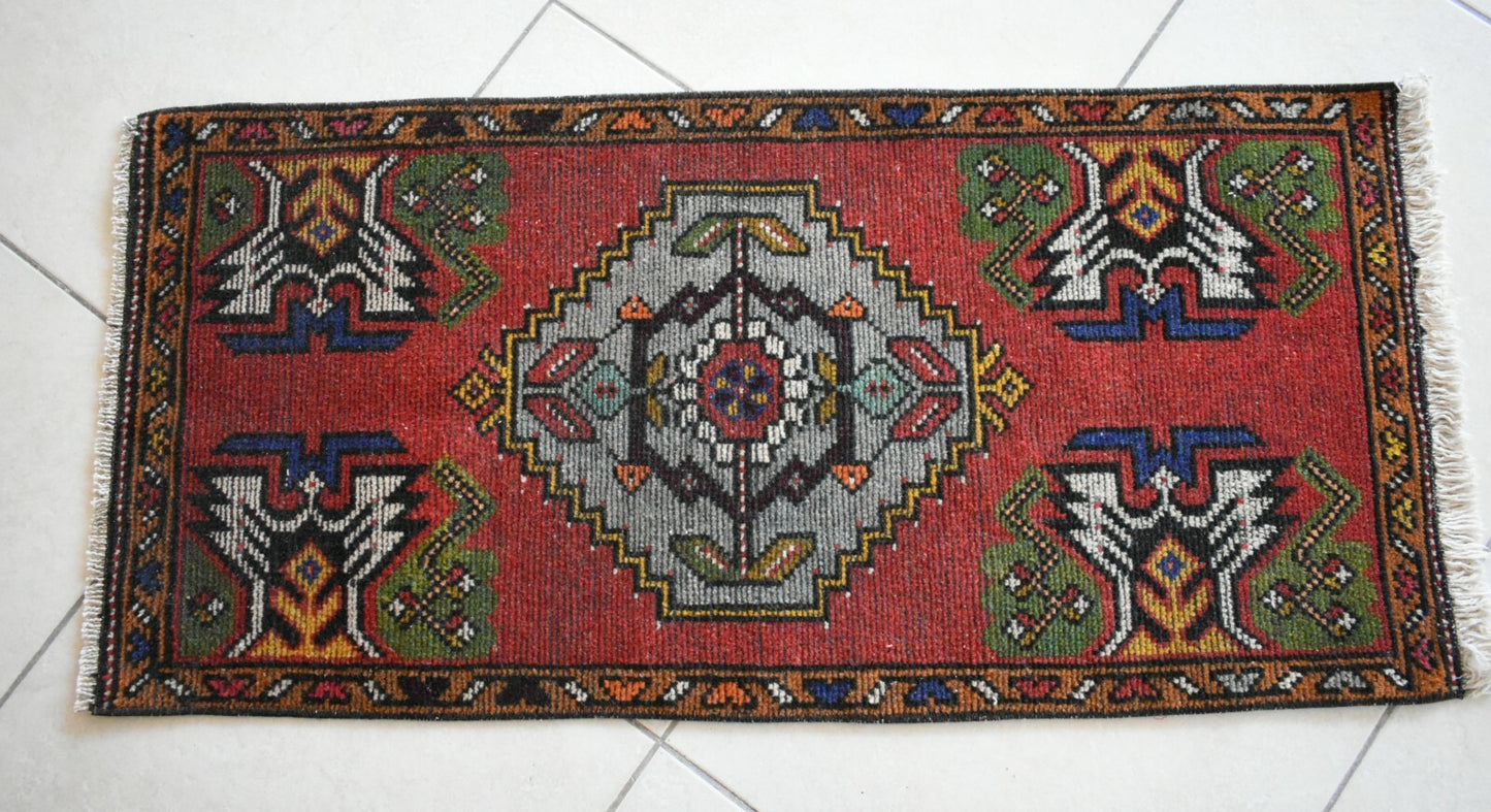  Oushak Runner 3.4x1.5 ft Vintage Turkish Runner Floor Runner Faded Runner Y24