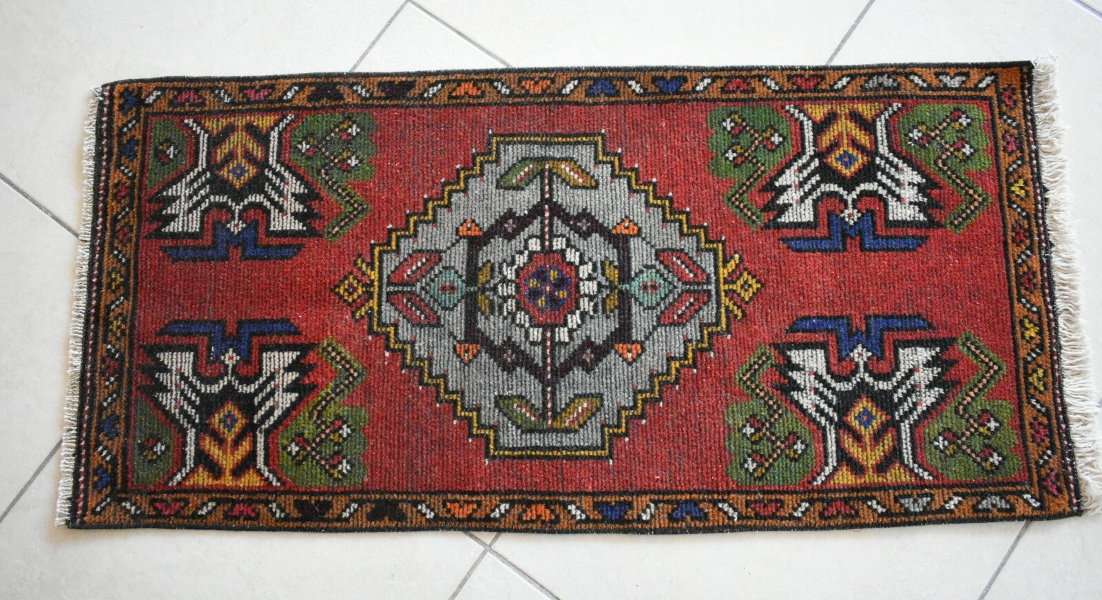  Oushak Runner 3.4x1.5 ft Vintage Turkish Runner Floor Runner Faded Runner Y24