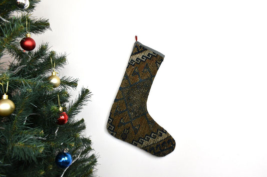 Kilim Christmas Stocking Vintage Rug Stocking Ethnic Decorative Xmas Socks S873