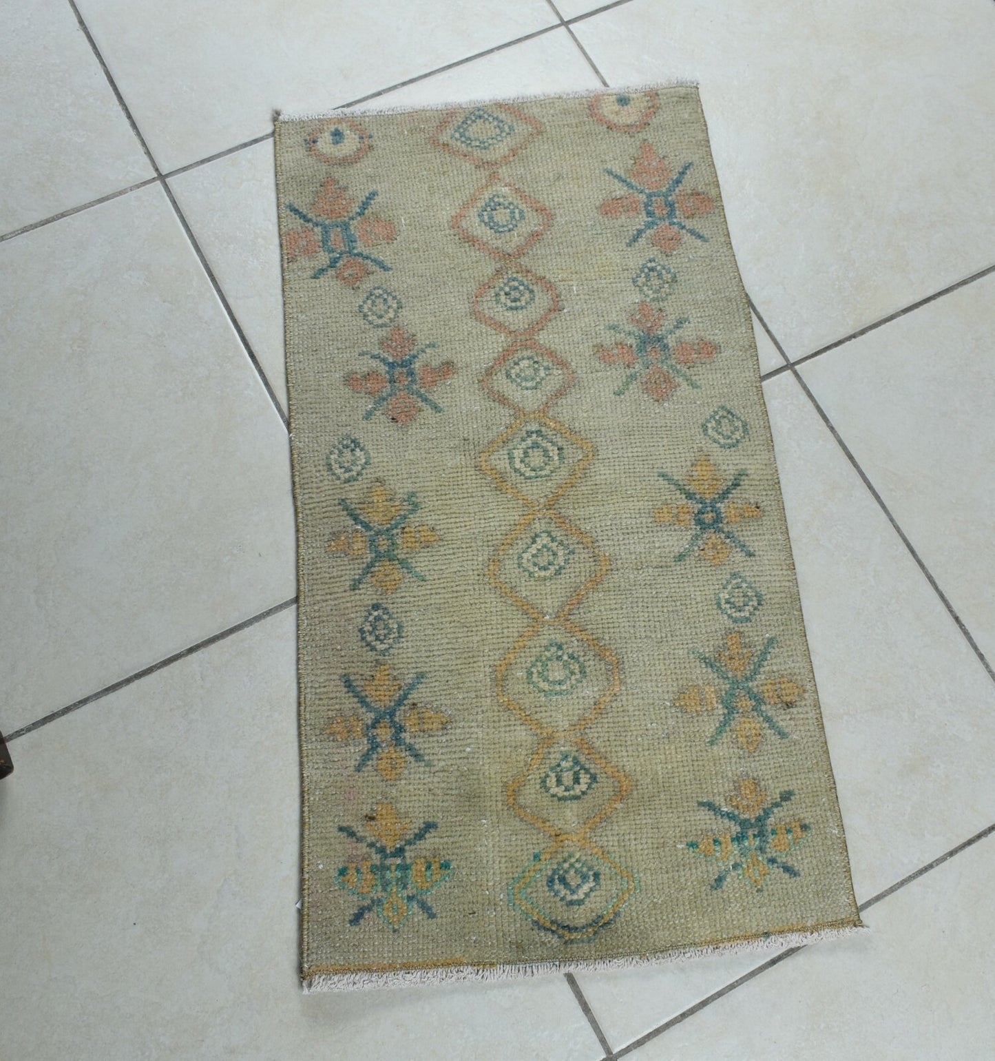 Anatolian Runner 2.5x1.3 ft Vintage Turkish Runner Oushak Runner Rug Y44