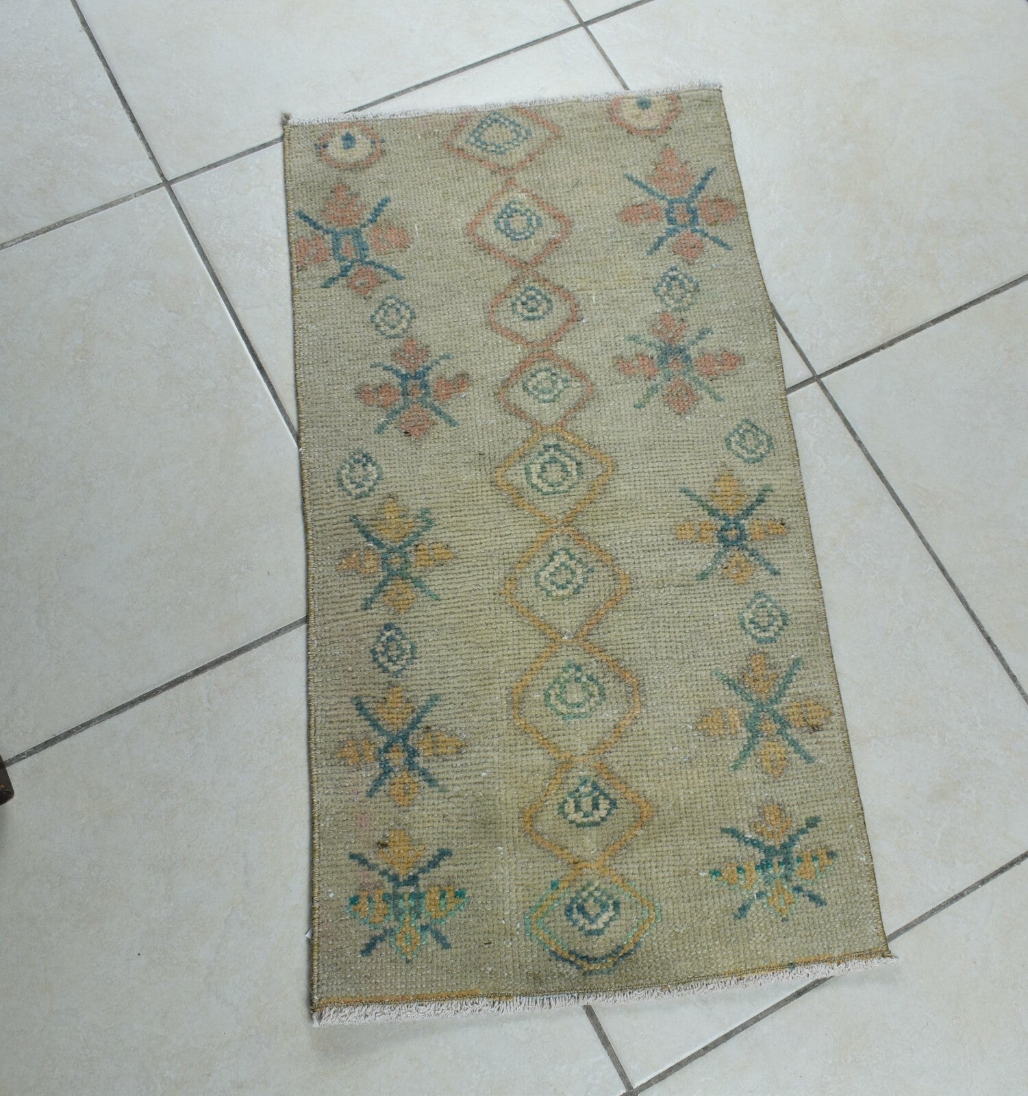 Anatolian Runner 2.5x1.3 ft Vintage Turkish Runner Oushak Runner Rug Y44