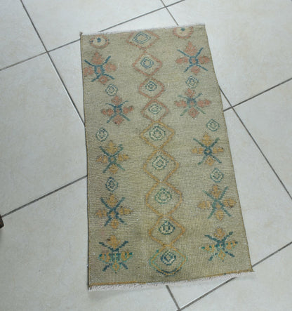 Anatolian Runner 2.5x1.3 ft Vintage Turkish Runner Oushak Runner Rug Y44