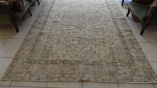 Faded Oushak Rug 10.2x6.2 ft Anatolian Rug Turkish Carpet Boho Floor Rug U27