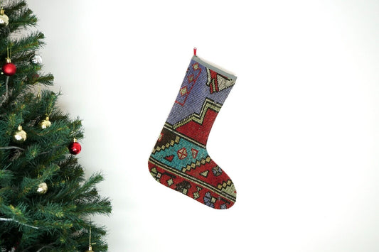 Kilim Christmas Stocking Vintage Rug Stocking Ethnic Decorative Xmas Socks S501