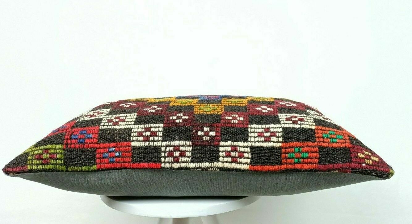 Kilim Lumbar Pillow Handknotted Oushak Rug Oriental Bohemian Ethinc Cushion E509
