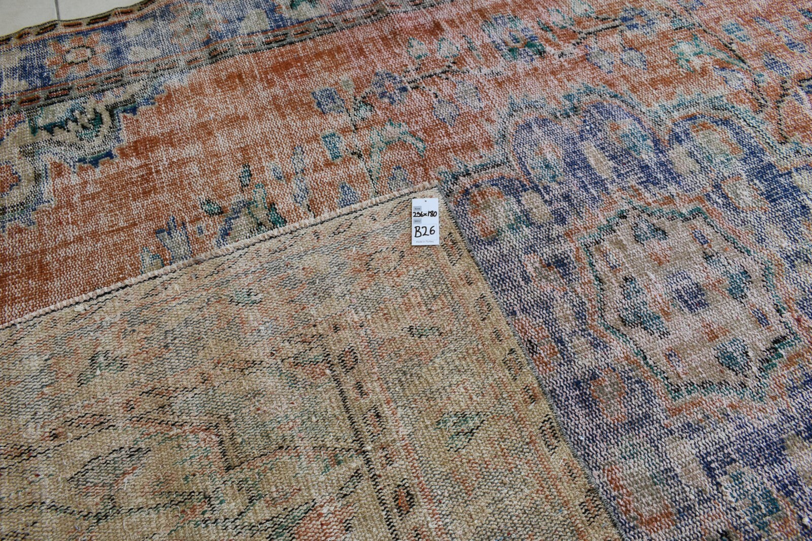 Large Turkish Rug 9.7x5.9 ft Vintage Rug Faded Oushak Rug Living Room Carpet B26