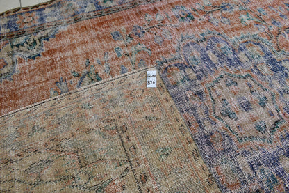 Large Turkish Rug 9.7x5.9 ft Vintage Rug Faded Oushak Rug Living Room Carpet B26