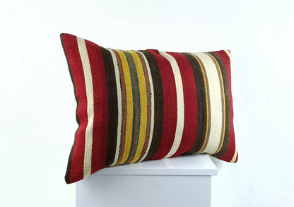 Kilim Pillow Cover 16x24 in Traditional Handmade Anatolian Lumbar Cushion A1476